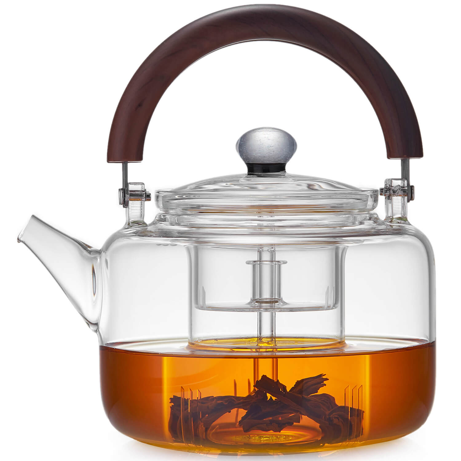 ポカロティー 耐熱瑠璃ティーポット 急須やかん 澄み切った 満水電気容量1300ml 羅針盤付き添い人耐久性手 から世辞型 着脱式茶こし2類概念付き添い人 茶葉の蒸らし・煮出し相応う 直火相応う 紅茶の葉 緑茶 プアール茶