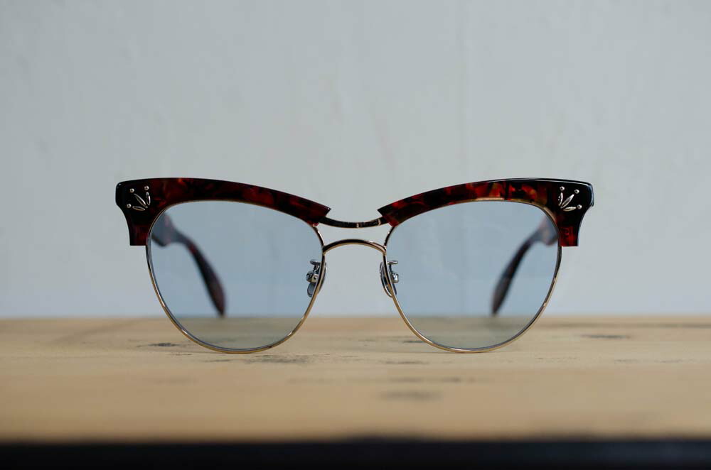 [ Mr.CASANOVA ] IVY / Dark Red Brown Demi x Silver / Light Blue Lens