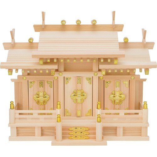 新品 ひのき神棚 屋根違い三社・小 日本製 国産品 Made in Japan 安全祈願 商売繁盛など諸願成就に 檜 桧 ヒノキ ※沖縄県・離島等配送不可