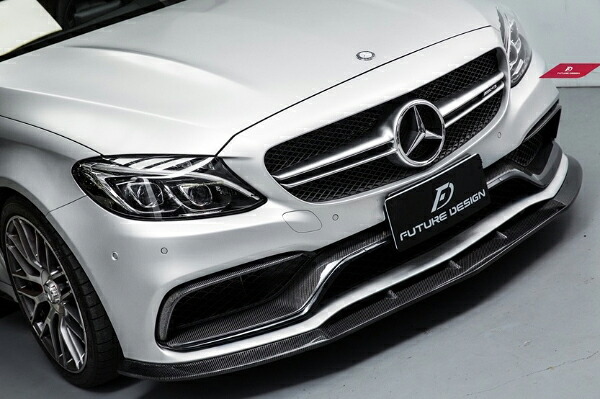 【FUTURE DESIGN】BENZ ベンツ W205 セダン S205 C63用 フロントリップスポイラー 本物Drycarbon ドライカーボン エアロ カスタム｜METEO　店