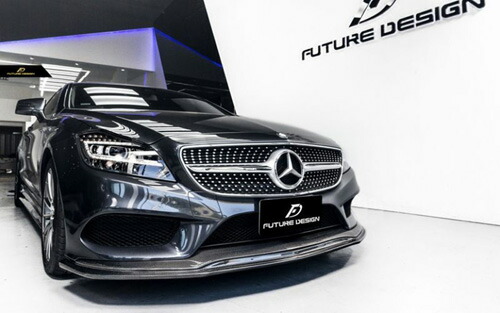 【Future Design】BENZ メルセデス・ベンツ CLS W218 LCI 後期車 フロントバンパー用リップスポイラー 本物Dry Carbon ドライカーボン