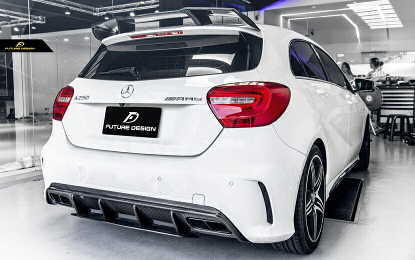 BENZ A-Class W176 リアバンパー用 ディフューザー リアスポイラー FDGT Aクラス ドライカーボン 本物DryCarbon A180 A200　A250　マフラーカッター付き