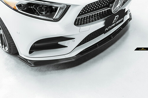 【FUTURE DESIGN】BENZ メルセデス・ベンツ CLS-Class C257 W257 AMGフロントバンパー用 GT-V リップスポイラー 本物DryCarbon ドライカーボン カスタム　エアロ