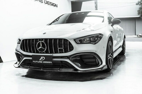 【FUTURE DESIGN】BENZ メルセデス・ベンツ CLA-Class W118 X118 CLA45フロントバンパー用リップスポイラー 本物DryCarbon ドライカーボン エアロ カスタム|METEO 店