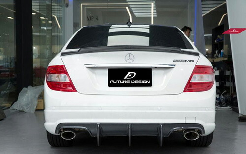 【FUTURE DESIGN】BENZ メルセデス・ベンツ C-Class W204 セダン トランク用リアスポイラー 本物Drycabon ドライカーボン カスタム エアロ AMG