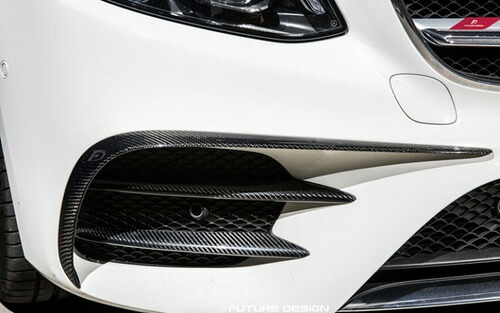 【FUTURE DESIGN】BENZ メルセデス・ベンツ Eクラス W213 セダン・S213 ワゴン AMGバンパー用フロント カナード スプリッター 6点 E200 E250 E300 E400 E43 本物DryCarbon ドライカーボン