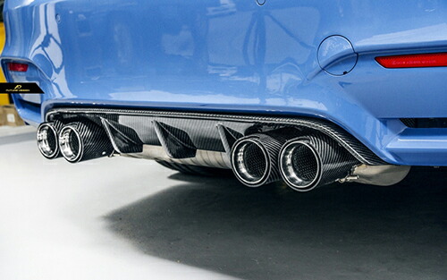 BMW F80 F82 F83 M3 M4 リアバンパー用カーボンディフューザー DryCarbon 本物ドライカーボン パフォーマンス エアロ カスタム｜METEO　店
