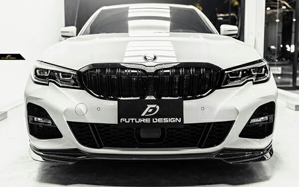 BMW 3シリーズ G20 G21 フロントバンパー用 リップスポイラー 艶ありブラック 3点セット エアロ カスタム