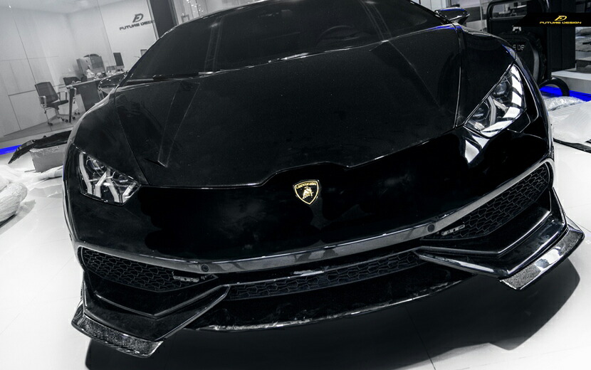 Lamborghini ランボルギーニ LP610-4 2ピースカーボン フロント用リップスポイラー 本物DryCarbon NS アンダースポイラー