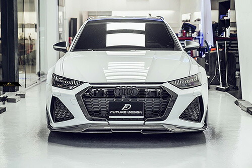 【FUTURE DESIGN】AUDI RS6 AVANT C8 アバント フロント リップスポイラー 本物Drycarbon ドライカーボン カスタム エアロ