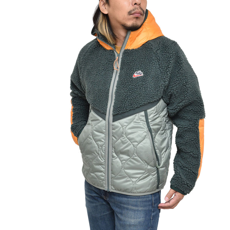 メーカー直販 Nike グリーン セージ 服 fw ナイキ Heインシュレイティッド 新作 グリーン ウィンターフーディージャケット 年秋冬 コート ジャケット フリース キルティングジャケット パーカー メンズ 中綿 09trip Tripボアフリースパーカー 正規取扱店