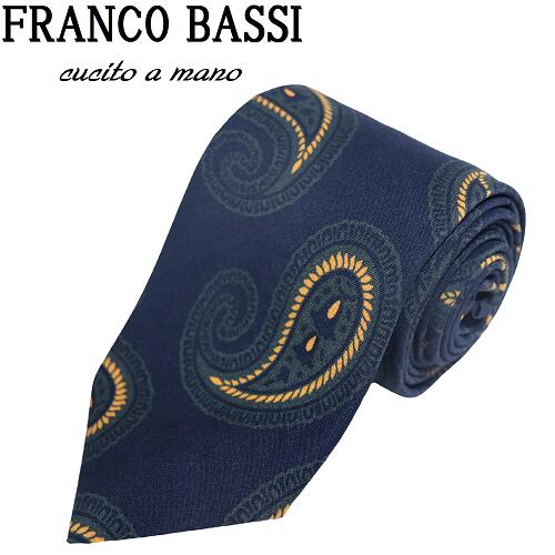新品❗️FRANCO BASSI シルクネクタイ ネイビーゴールド セール】FRANCO BASSI / シルク 小紋 ジャカード ネクタイ