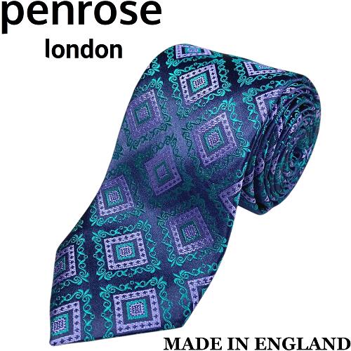 【新品／未当てはめる】\u003cBR\u003ePenrose london 書きものサクラ色 英国の首都\u003cBR\u003e絹地 タイ 真四角 小紋 総柄 PN142\u003cBR\u003e ジャカード織 ダークネイビー系 濃紺色 紫 緑\u003cBR\u003eパープル 緑であること 光輝 商行為 フォーマル