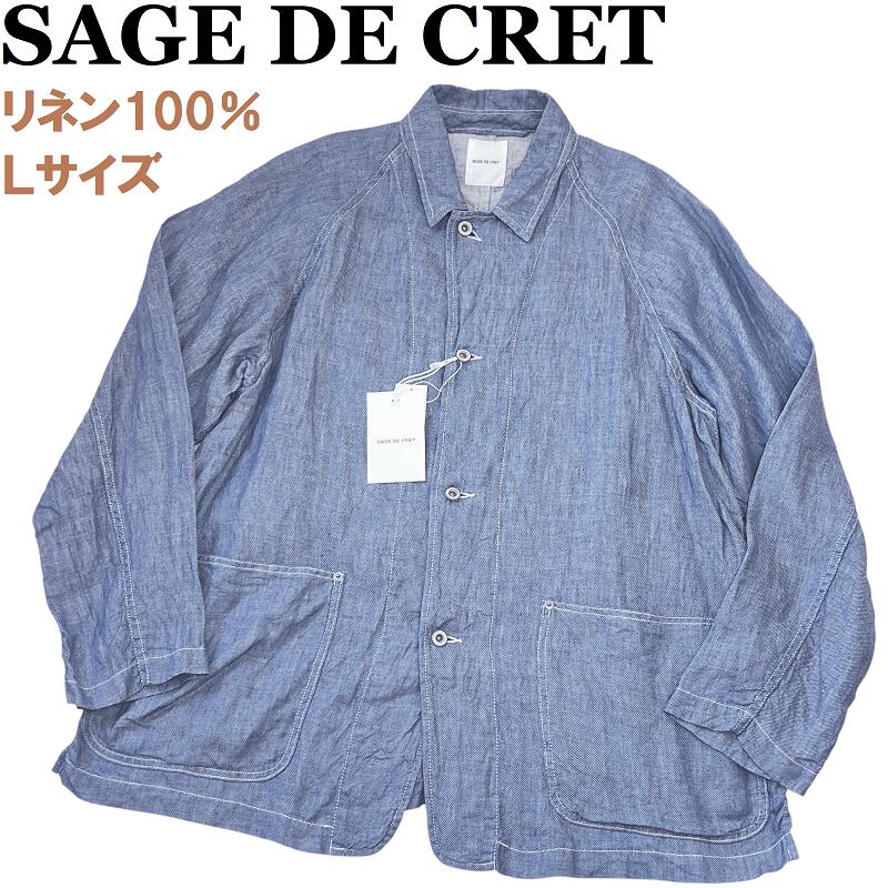 【新品／未当て嵌める】sage de cret サージュデクレリネン100％ 取りまかなう櫂 Lサイズライトインディゴ 麻 日本製アメカジ 好いたらしいめ心地よい 春夏秋