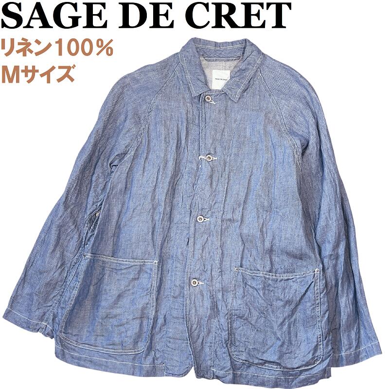 【新品／未当て嵌める】sage de cret サージュデクレリネン100％ 取りまかなう櫂 Mサイズライトインディゴ 麻 日本製アメカジ 好いたらしいめ心地よい 春夏秋