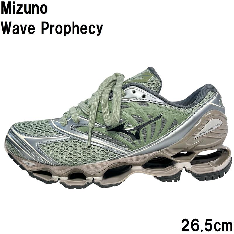 【新品／未当て嵌める】Mizuno Wave Prophecy LS D1GA251102ミズノ ウエーブプロフェシー スニーカー26.5珊 US8.5 2E好いかげんにオリーブ緑であること 黒いこと メタリックグレー