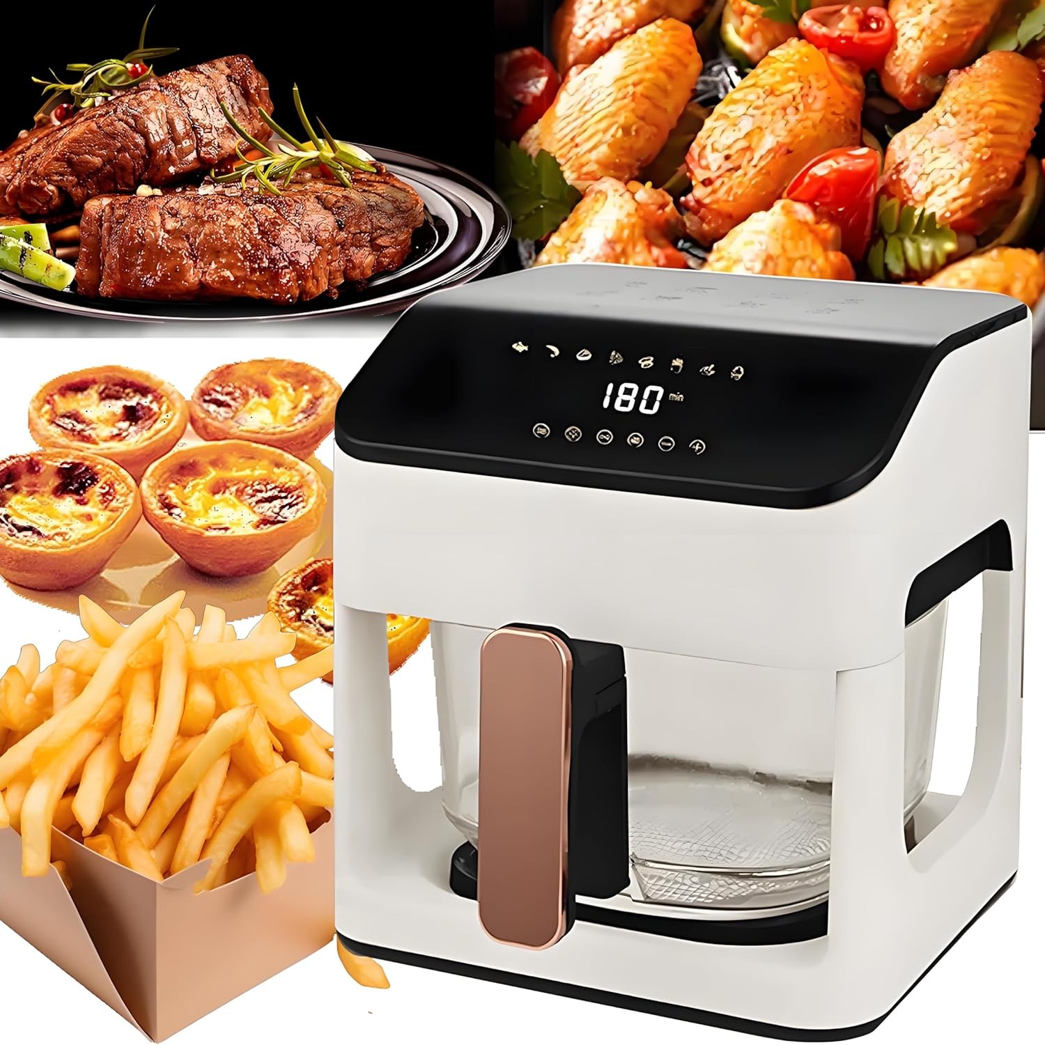 Beeliciousノンフライヤー4.5L可視窓大容量エアフライヤー1~5人 白