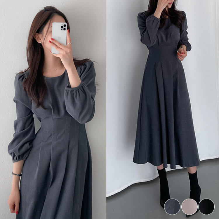 楽天市場】ワンピース レディース 韓国 ミモレ丈 長袖 ロング
