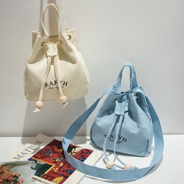 レディース バッグ 2way ショルダー 巾着 キャンバス ミニバッグ ハンドバッグ 帆布 無地 カジュアル シンプル デイリー 通学 ショッピング 春 夏 秋 冬 オ20 オ30