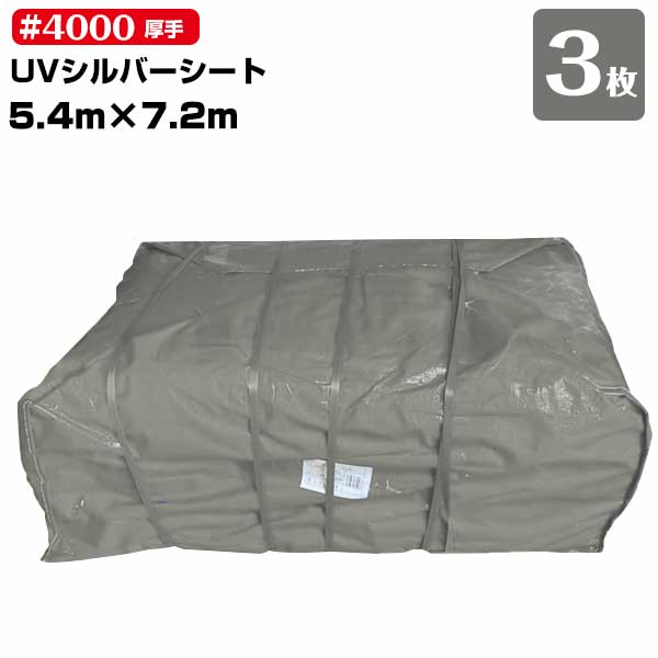 【エントリーで尖んがり7倍!6/4 20時~】UV居敷き 5.4m×7.2m #4000（3枚）しろがね色 朦々たる #4000 UVとり捨てる しろがね色居敷き 雨合羽 遮熱 紫外線・高耐候防水 耐候性雨合羽居敷き