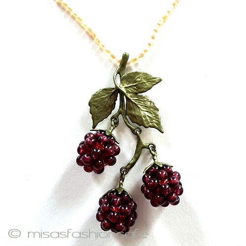 【楽天市場】ラズベリー 野いちごネックレス 野イチゴ パール 真珠 天然石ガーネット使用 ボタニカルジュエリー アクセサリー