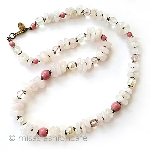 ミリアムハスケル刻印　 Miriam Haskell　ネックレス　天然石＆バロックパール　Vintage・ヴィンテージジュエリー　アンティーク　アクセサリー　コスチュームジュエリー　【海外直輸入ＵＳＥＤ品】