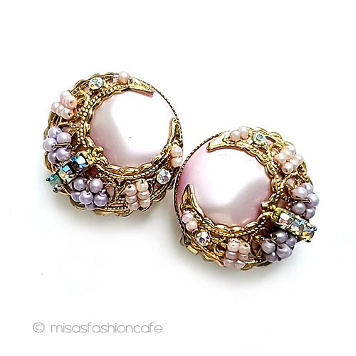 ヴィンテージアクセサリー パールのお花イヤリング アンティーク ヴィンテージジュエリー ビンテージ Vintage コスチュームジュエリー 【海外直輸入USED品】|ミサズ・ファッション・カフェ