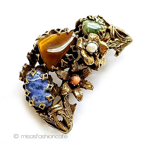 アンティークジュエリー 天然石・珊瑚・真珠の花&松ブローチ ヴィンテージジュエリー vintage・アクセサリー 【海外直輸入USED品】|ミサズ・ファッション・カフェ