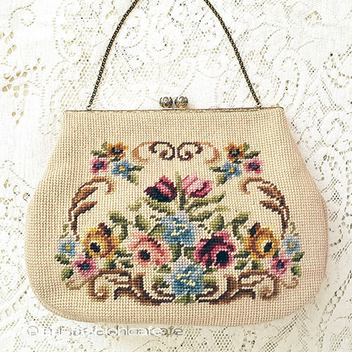 楽天市場】ヴィンテージバッグ 刺繍 花 プチポアン 底鋲付 