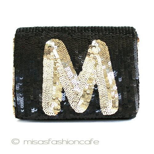 SANTIサンティ バッグ　イニシャル「M」ショルダー　クラッチ　　スパンコール　チェーン　ポシェット　２Way