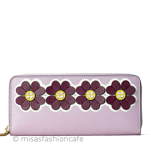 Kate spade ケイトスペード 長金入れ 花柄 立体御花 「 continental wallet 」 ラウンドチャック 差し上げ物 差し上げ物 差し上げ物