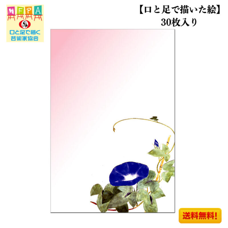 市場 暑中見舞い 朝顔 お祝い セット 花柄 ポストカード 初夏 私製 デザイン ハガキ 感謝 お得 同絵柄 はがき 30枚 絵葉書