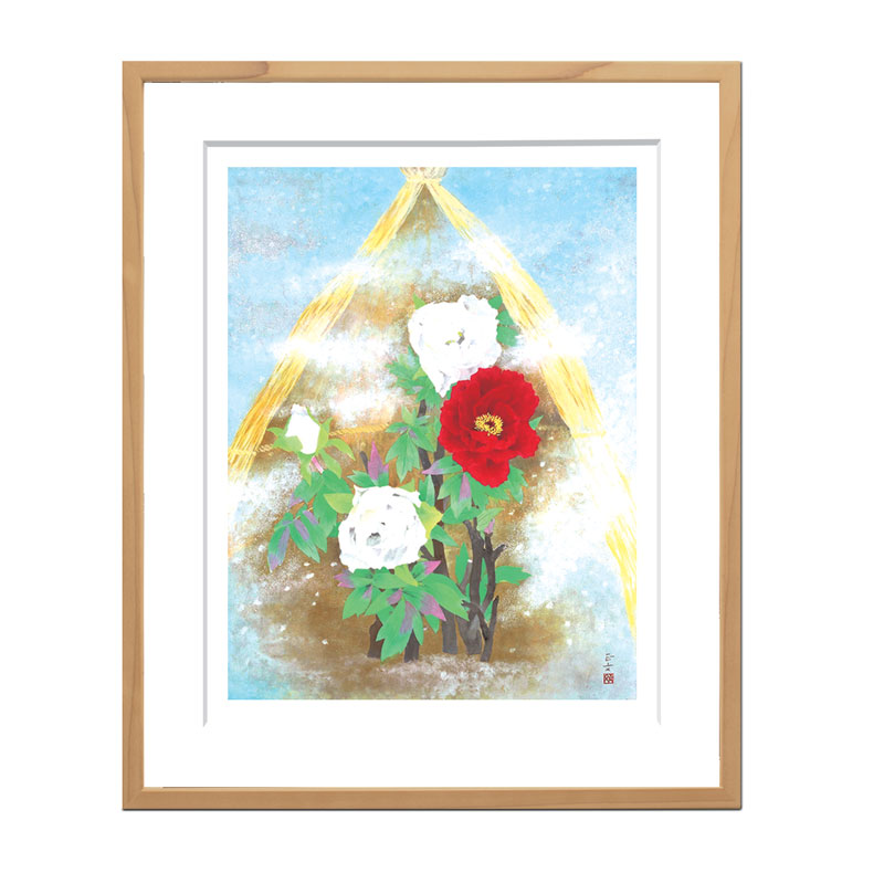 複製画 新品 額入り 障害者 アート 寒椿 冬 寒日 絵画 インテリア 壁掛け 日本画 花 ジークレー プリマグラフィ 飾る絵 プレゼント 障がい者アート 送料無料｜MFPA Japan Shop 口と足で描いた絵