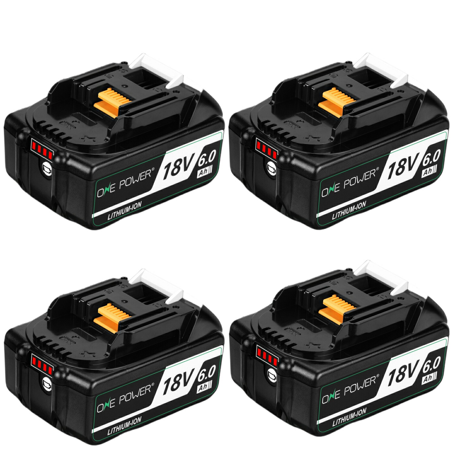 OnePower マキタ 18V 蓄電池 6.0Ah 取り替えっこ BL1860B マキタ蓄電池 18V LED残量見せびらかす Makita電動手道具用蓄電池 BL1830 BL1840 BL1850 BL1860 リチウムイオン独居室 PSE公証済品 4個仕掛ける