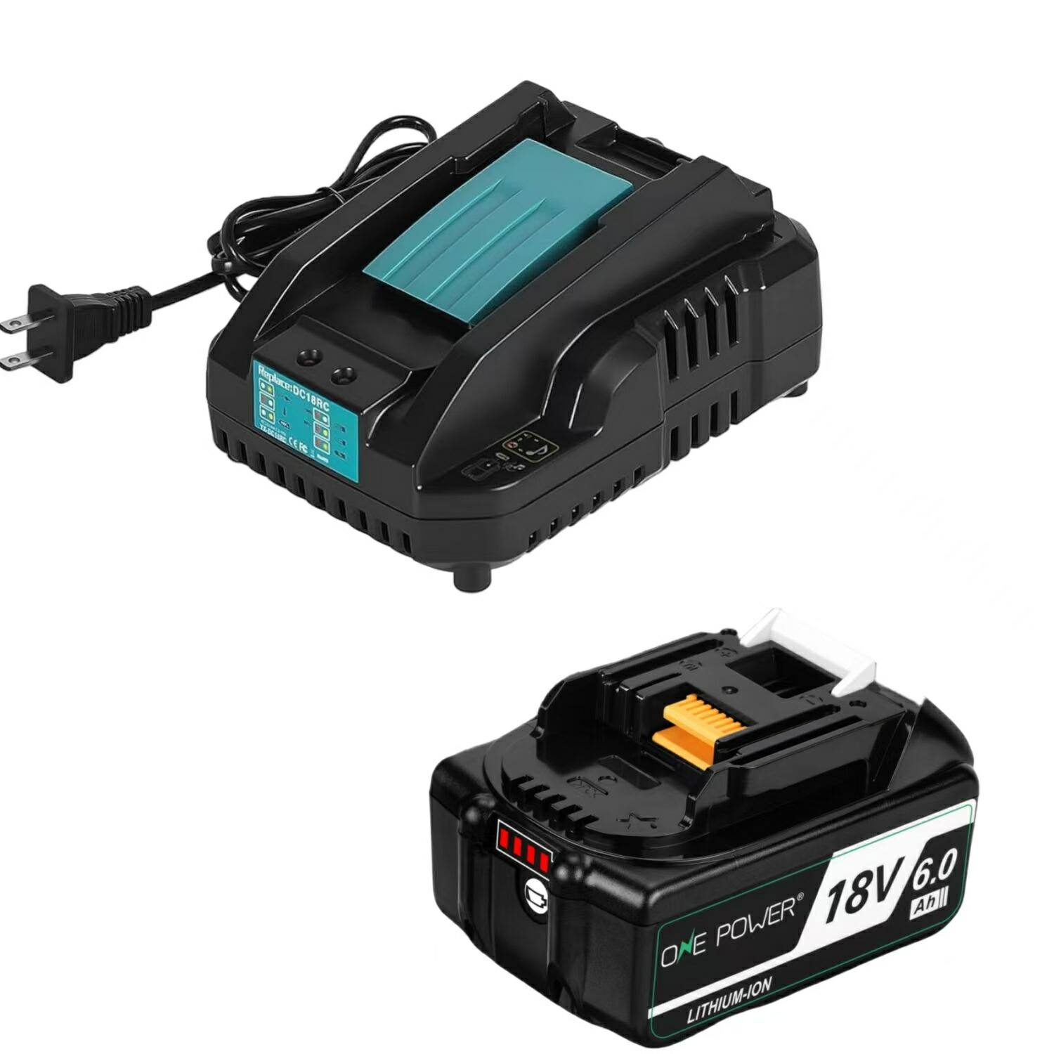 マキタ 18V バッテリー 充電器セット 互換品 BL1860B 6.0AH マキタバッテリー 18V 充電器 DC18RC DC18RF互換 PSE認証済品 一年品質保証