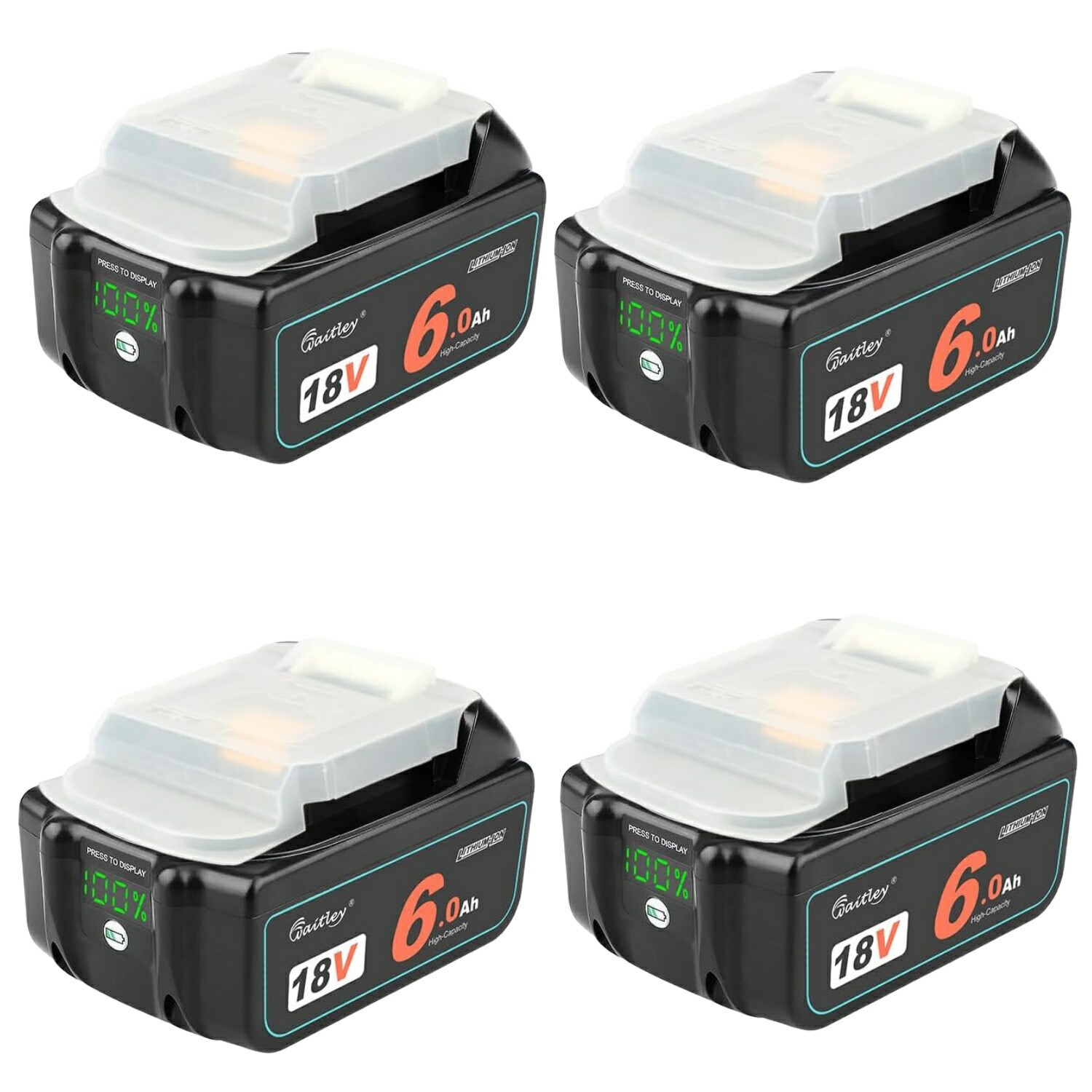 Waitley ウィトレ マキタ 18V 乾電池 取り替えっこ BL1860B 6.0Ah マキタ乾電池 18V リチウムイオン取り替えっこ独居室 電動物の具用独居室 デジタル残量命令すること付き添い人 一年引きうける付き添い人 4個書き割り