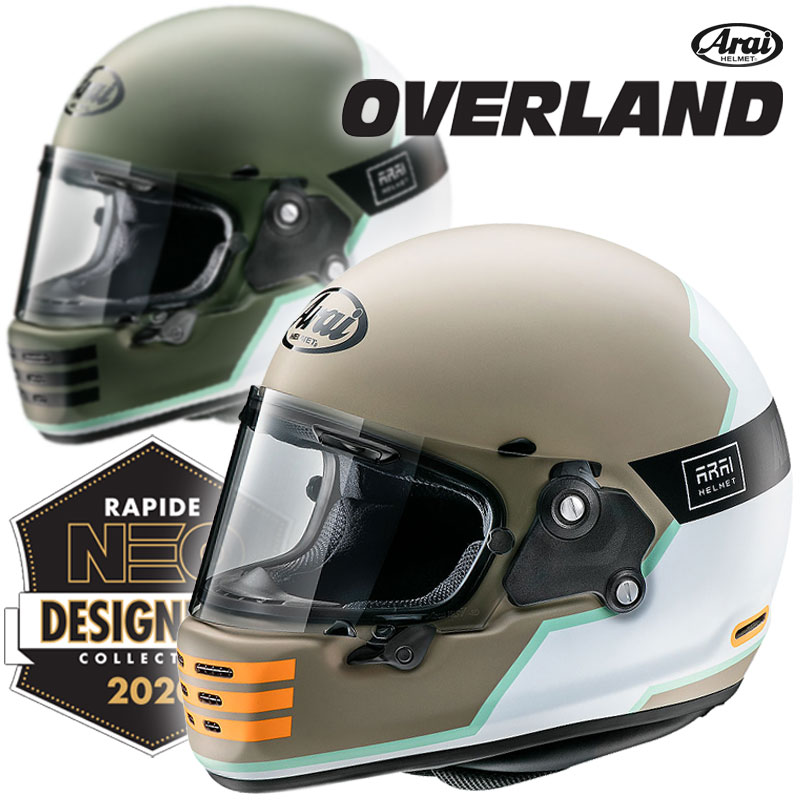 楽天市場 送料無料 Arai Rapide Neo Overland オーバーランド ビンテージイメージを裏切る最先端技術を詰め込みダートトラックやビンテージモトクロスを彷彿とさせる ネオ クラシック バイク オートバイ用 フルフェイスヘルメット アライ Motogoods Market