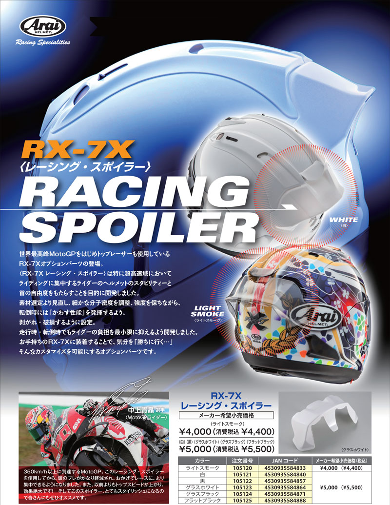 楽天市場 Arai Rx 7x専用 レーシング スポイラー 勝ちに行く 世界最高峰motogpをはじめトップレーサーも使用 ライトスモーク 1051 アライ レーシングスポイラーrx 7xレーシングスポイラー Motogoods Market