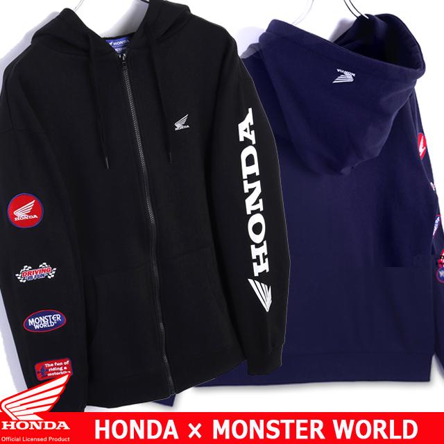 ★送料無料★ HONDA×MONSTER WARLD ジップパーカーtypeA ホンダ モンスターワールド コラボ 長袖