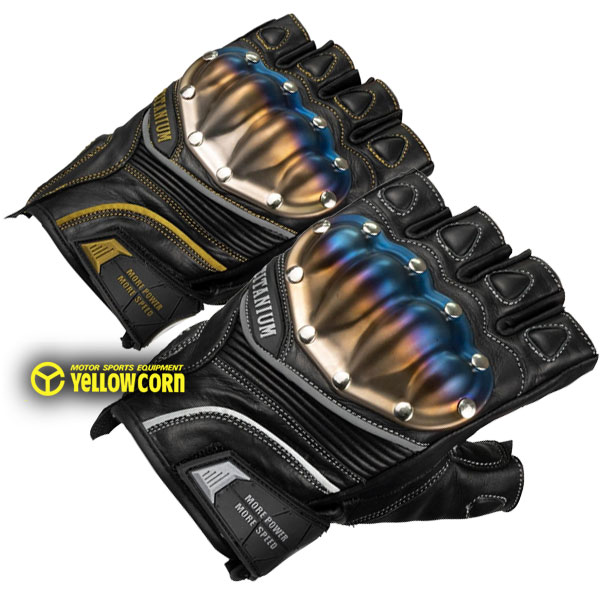 ★送料無料★YELLOW CORN YG-192S Titanium Leather GLOVE バイク/オートバイ用ライディングレザーグローブ /イエローコーン｜MotoGoods Market