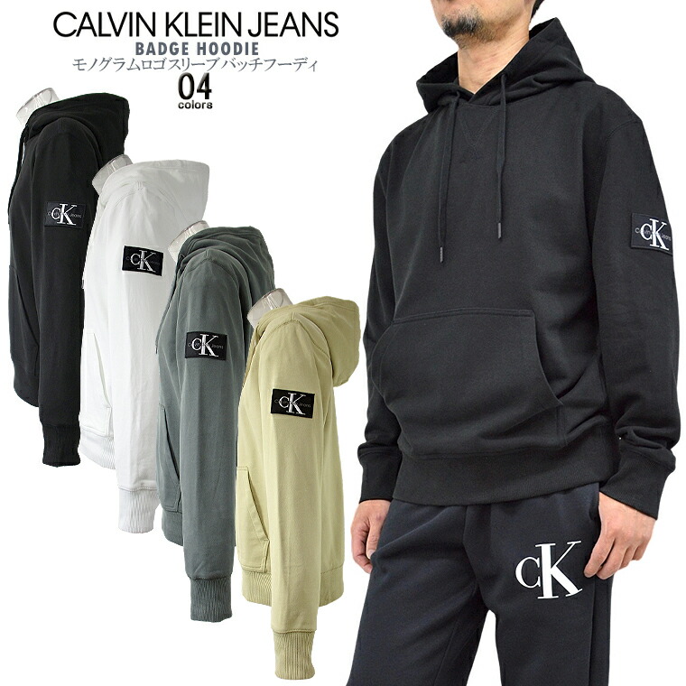 CALVIN KLEIN JEANS カルバン・クライン・ジーンズモノグラムロゴスリーブバッチフーディBADGE HOODIEメンズスウェット トレーナー パーカー プルオーバー裏毛 コットン レディースパーカー【CLEARANCE SALE限定】【closeout sale限定】【即納】|Selectage