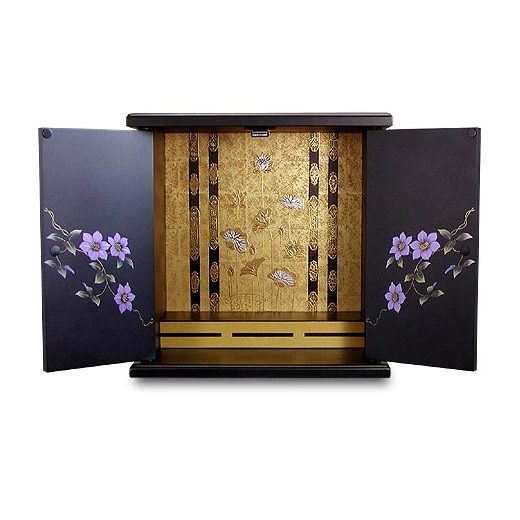 【ミニ仏壇】MDF　漆調　ミニ仏壇　鉄仙　サイズ：小【送料無料】[仏壇 台 仏壇台 ミニ仏壇 黒檀]【メモリアルアートの大野屋】｜遺骨ペンダント ミニ骨壷の大野屋