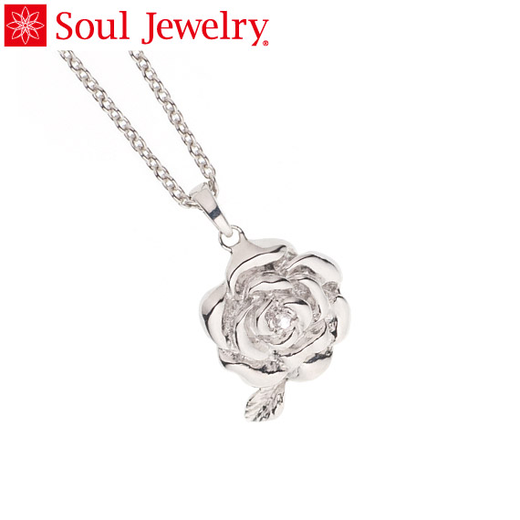 遺骨ペンダント 「SoulJewelry 『ローズ』シルバー925 ダイヤモンド」遺骨アクセサリー 遺骨ジュエリー 遺骨ネックレス 遺骨 遺灰 遺髪 分骨 粉骨 手元供養 供養 カプセル ケース 骨入れ おしゃれ 可愛い ダイヤモンド ソウルジュエリー