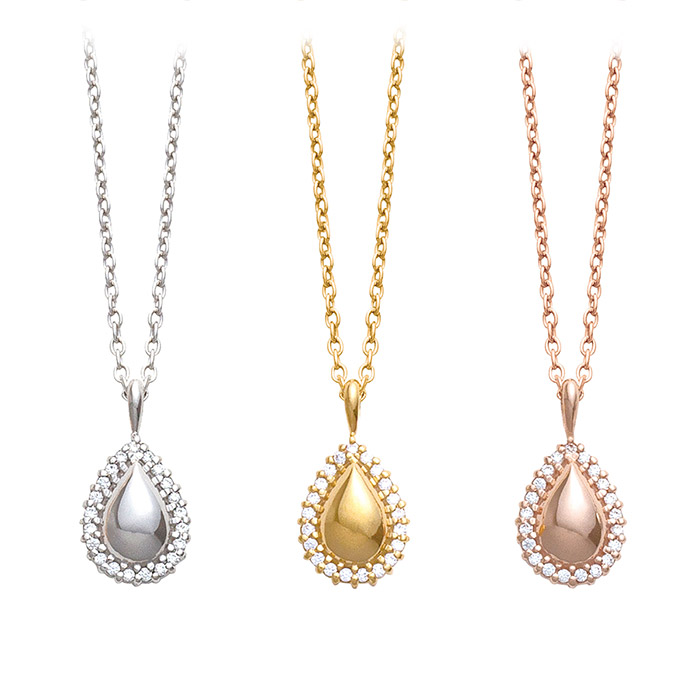 遺骨ペンダント Soul Jewelry　エタニティ ドロップ　K10　イエローゴールド・ホワイトゴールド・ローズゴールドから選べます｜遺骨ペンダント ミニ骨壷の大野屋 209,000円