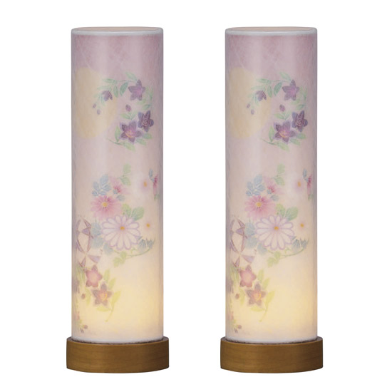 【ネットショップ限定価格!】【創作提灯】和照灯 一対入 （高さ26cm）(2921) 2本（一対）セット [お盆用品 仏具 お盆 初盆 新盆 提灯 お盆ちょうちん 新盆 コンパクト 省スペース 飾り かわいい シンプル スリム 贈答 ギフト 花柄]【メモリアルアートの大野屋】