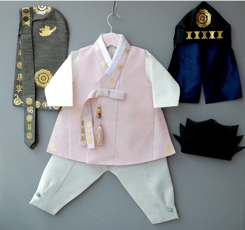 欲しいの 可愛い キッズ ベビー 韓国 子供用 パジ チョゴリ 男の子用 ポイント柄系 薄桃色 1号 10号韓国輸入商品 Fucoa Cl