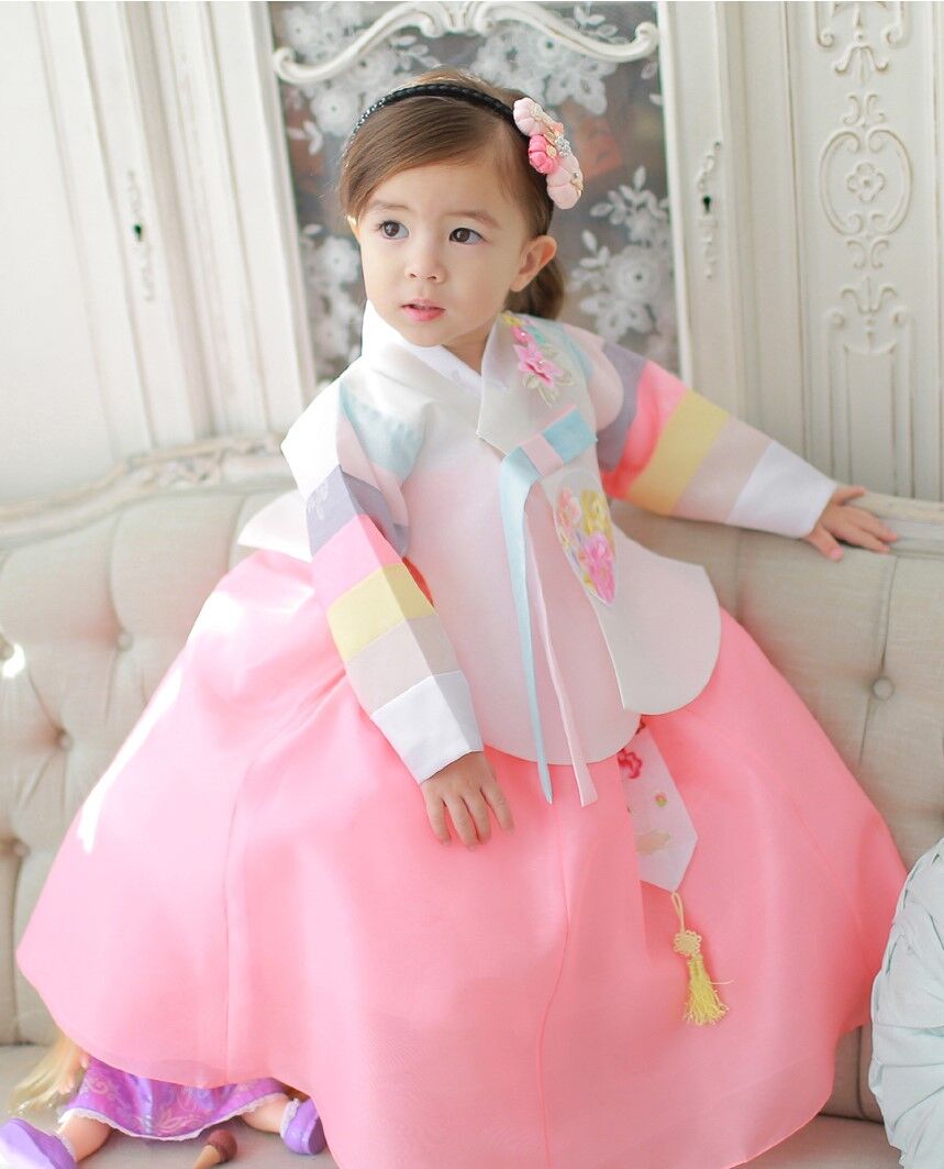 スーパーsale セール期間限定 可愛い キッズ ベビー 韓国 子供用 チマ チョゴリ 女の子用 王妃系 桃色 珊瑚色 コーラル ピンク 1号 10号韓国輸入商品 Fucoa Cl