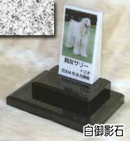白大理石に写真を入れて国内製作します。　ペットのお墓（室内用） 白大理石＆Ｇ６０３　トール　ダブルタイプ オーダーメッセージ・オーダーレイアウト製作 写真配置・贈る言葉までご自由に指定下さい。