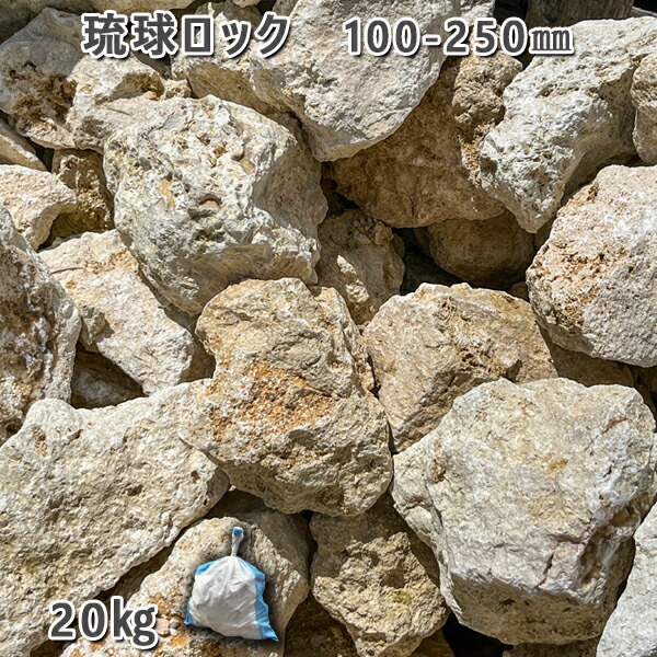 庭石 石畳 積石 景石 琉球ロック/琉球石灰石（100～250mm） 1袋（約20kg） ガーデンロック ガーデニング おしゃれ 琉球石灰岩 DIY 花壇 造園 ガビオン 砕石 土留め 池