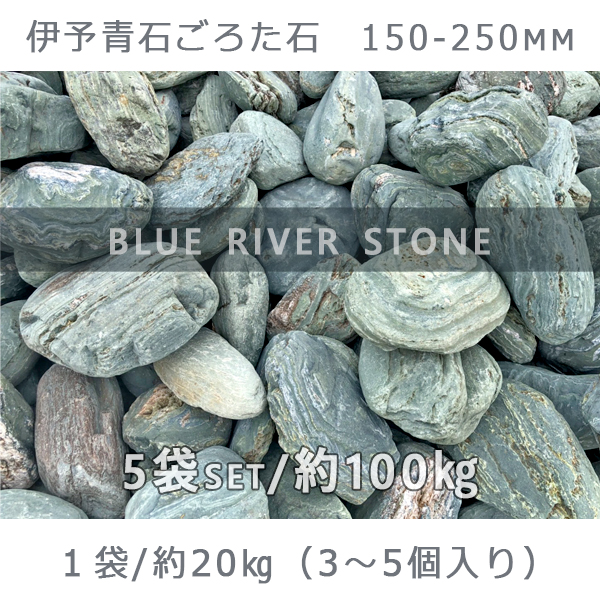 庭石 ゴロタ石 自然石 川石伊予青石 ごろた石 150 250mm 5袋セット 計約100kgガーデンロック ガーデニング おしゃれdiy 花壇 造園 ガビオン 砕石 土留め 池 Ceconsolidada Cl